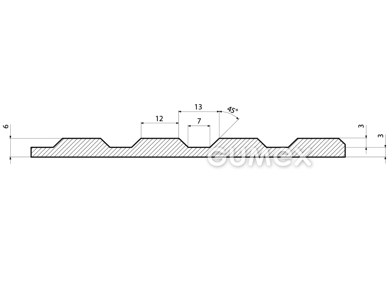 Gummiboden S 4, 6mm, Breite 1200mm, 80°ShA, NR-SBR, gerillte Ausführung, -25°C/+80°C, schwarz, 